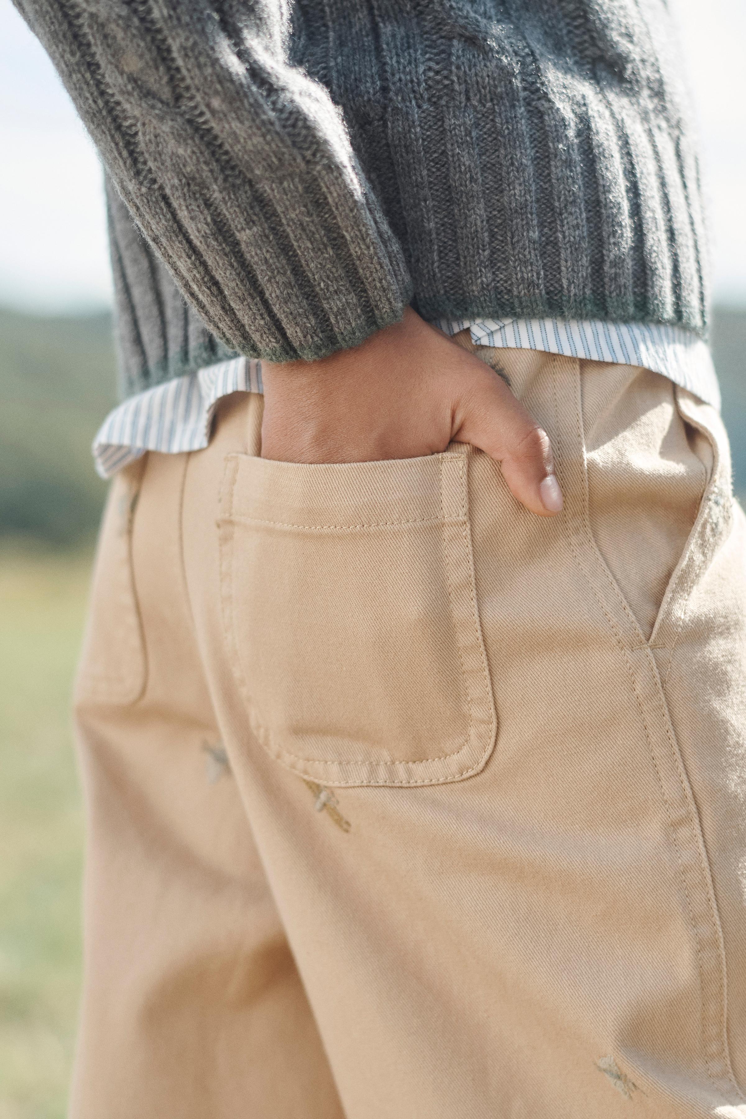 LIMITED EDITION EMBROIDERED INSECT STRAIGHT-LEG PANTS